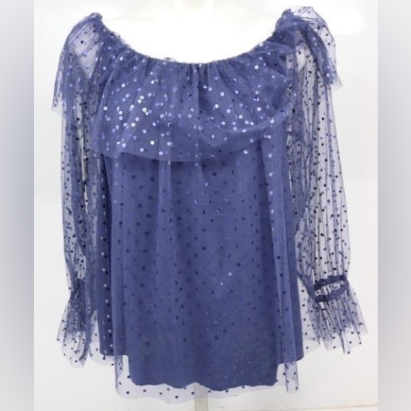 INC International Concepts Women's Blue Sheer Blouse - Picture 1 of 7